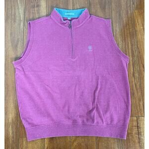 VTG Men Peter Millar Greensboro CC 1/4 zip cotton pullover golf sweater vest L